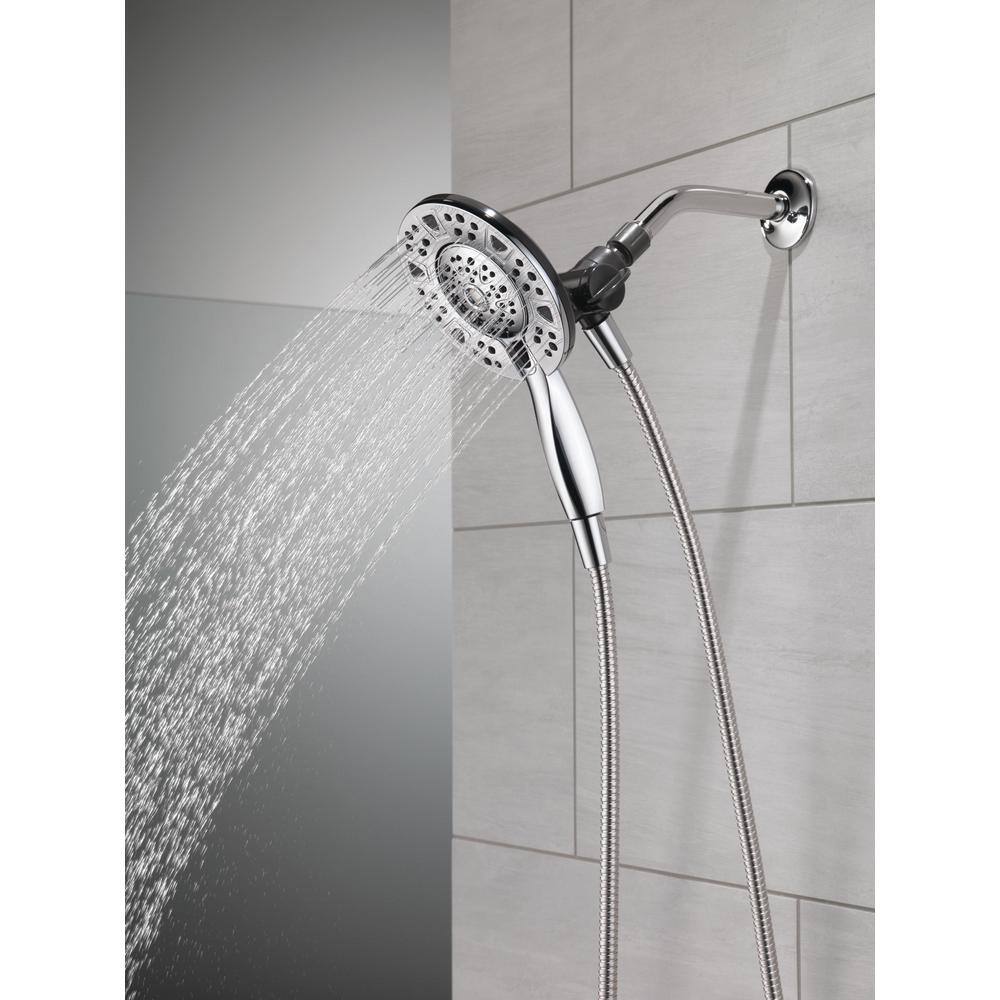 Delta In2ition 4-Spray Patterns 1.75 GPM 6 in. Wall Mount Dual Shower Heads in Chrome 75494