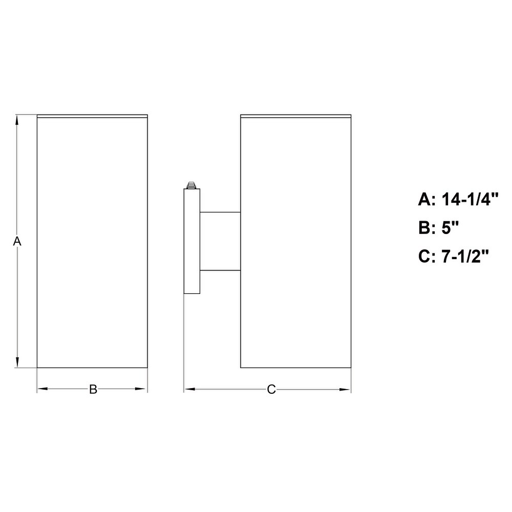 Chiasso Aluminum 2 Light Dusk to Dawn Black Contemporary Outdoor Tube Wall Light   5 in. W x 14.25 in. H x 7.5 in. D