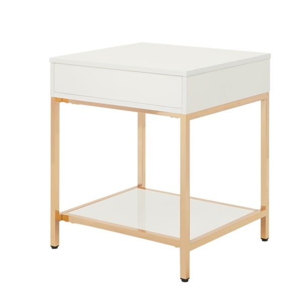 Silver Orchid Evans Glossy White End Table