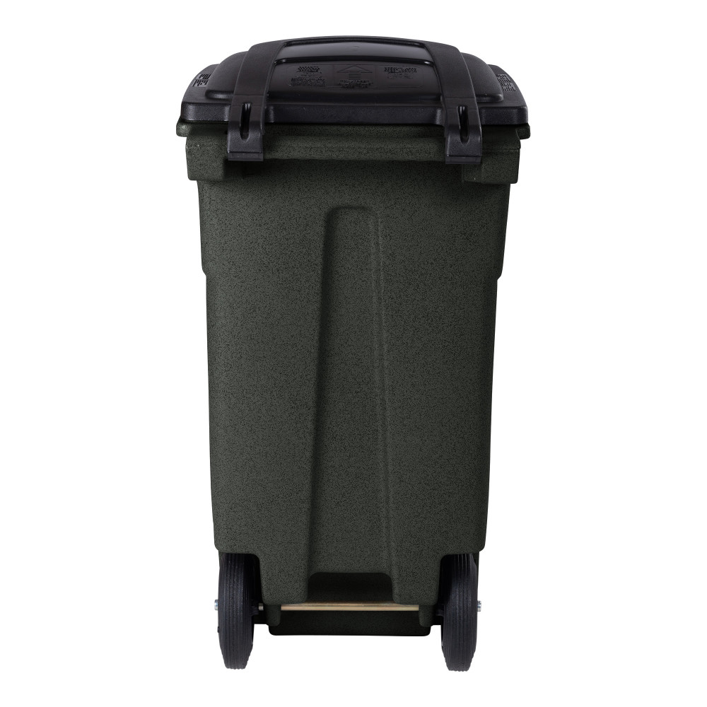 Toter 32 Gallon Greenstone Trash Can with Quiet Wheels and Attached Lid ;