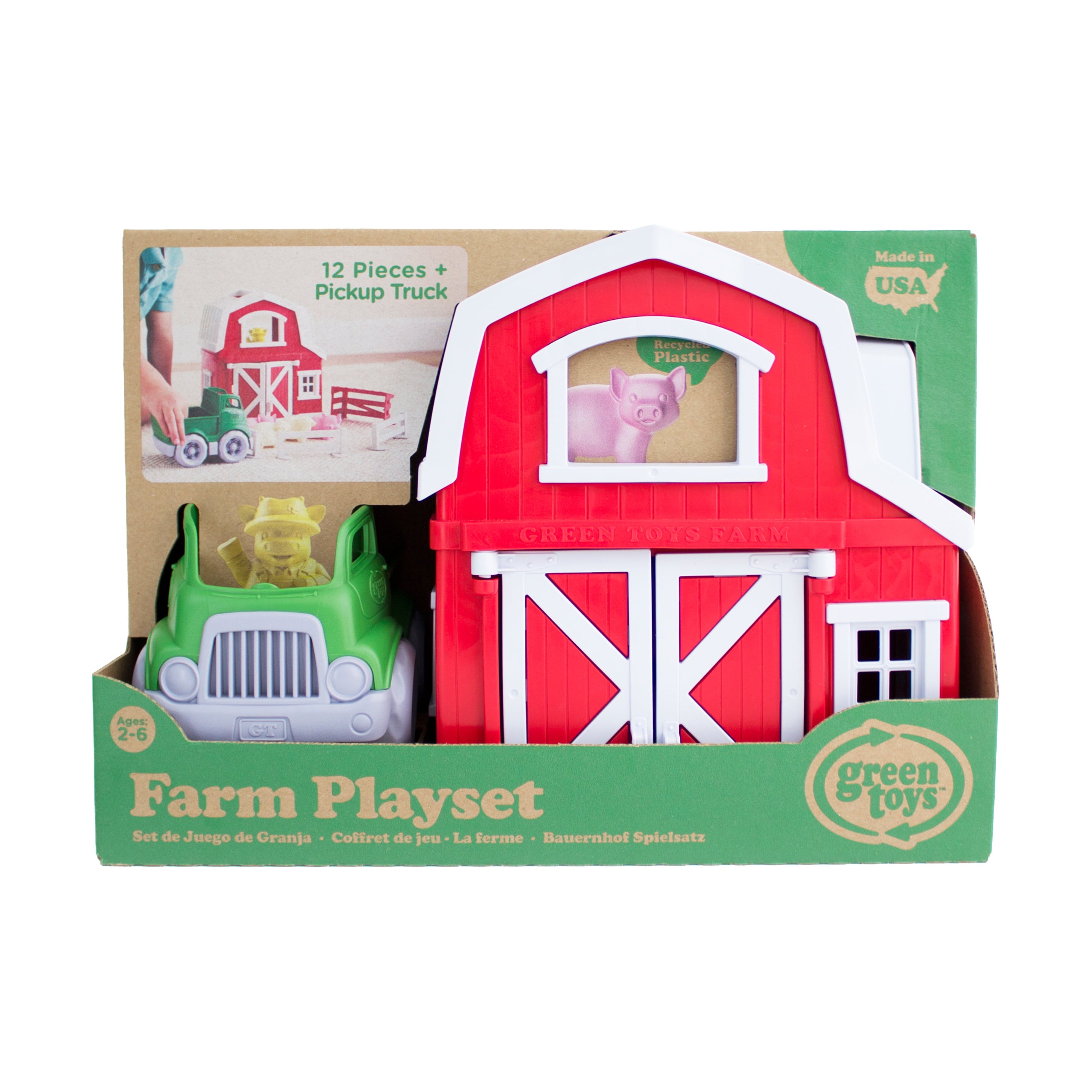 Green Toys Farm Playset， 100% Recycled Plastic， for Unisex Child Ages 2+