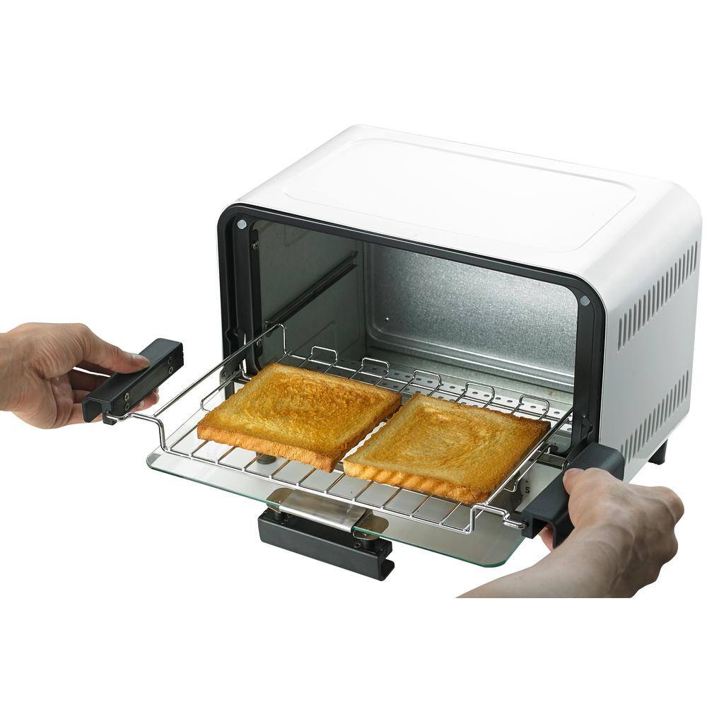 SPT Easy Grasp 800 W 2-Slice White Countertop Toaster Oven with Built-In Timer SO-0972W