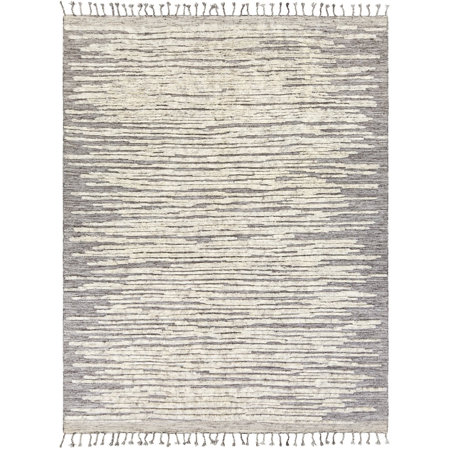 Sahara Hand Knotted Rug in Medium Gray, Cream, Taupe, Dark Brown