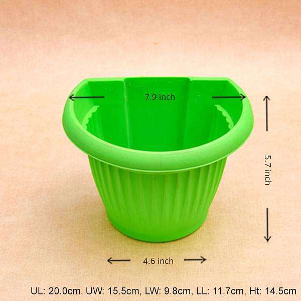 7.9 inch (20 cm) Bello Wall Mounted D Shape plastic Planter (Green) (set of 6)