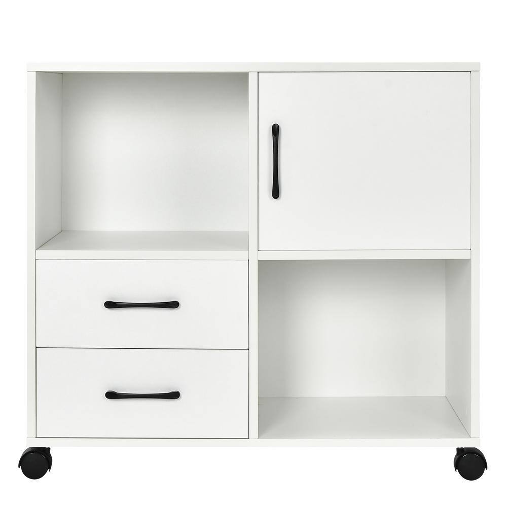 Costway File Cabinet Mobile Lateral Printer Stand with Storage Shelves White CB10237WH