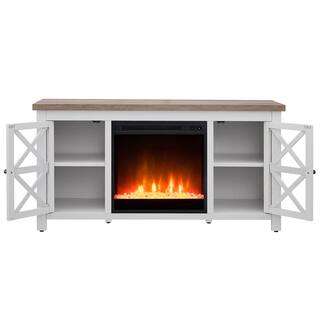 MeyerCross Colton 47.75 in. White and Gray Oak TV Stand Fits TV's up to 55 in. with Crystal Fireplace Insert TV1014