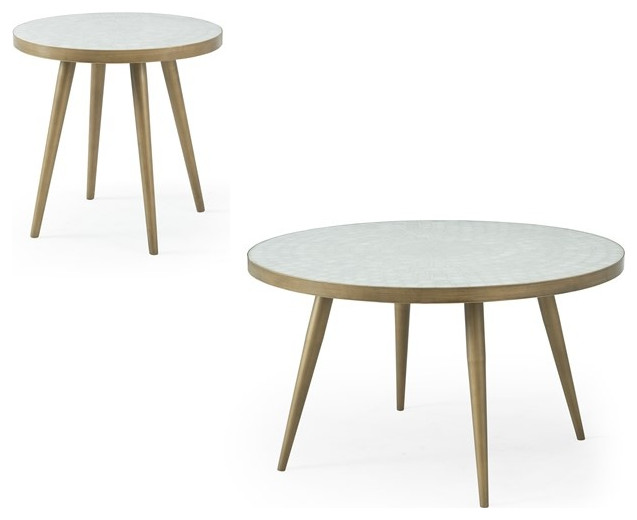 Whitе Marblе Gold Mеtal Kеmira End Tablе   Midcentury   Side Tables And End Tables   by Sideboards and Things  Houzz