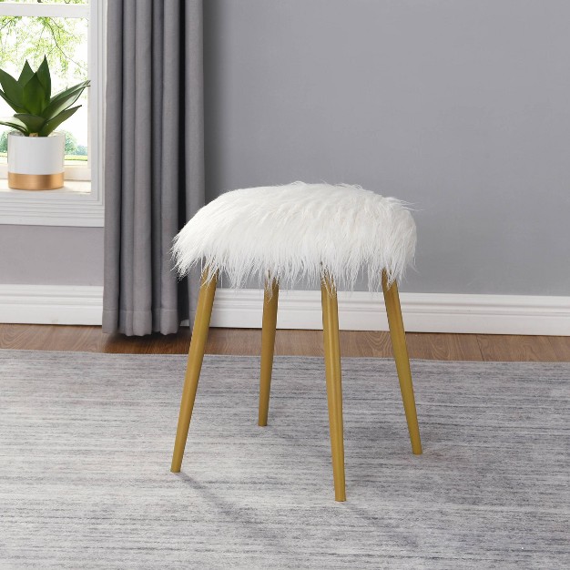 Madison Faux Fur Ottoman foot Rest White gold Carolina Chair amp Table