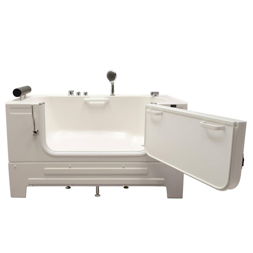 Homeward Bath Neptune 59 in. Walk-In Soaking Bathtub in White with Right Drain HY1342R