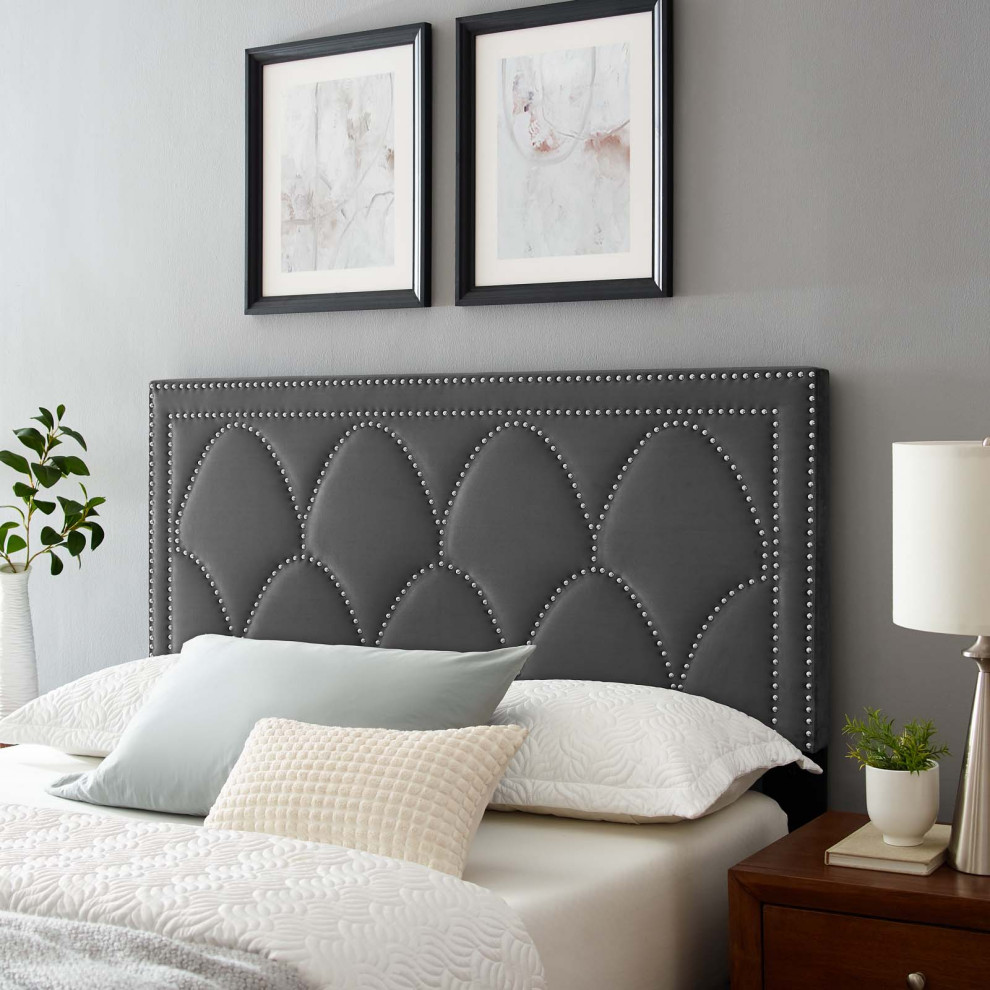 Greta Performance Velvet Twin Headboard   Transitional   Headboards   by Modway  Houzz