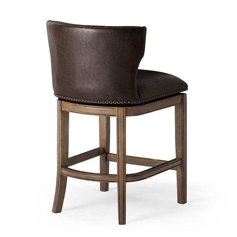 Maven Lane Hugo Counter Stool In Walnut Finish W/ Marksman Saddle Vegan Leather