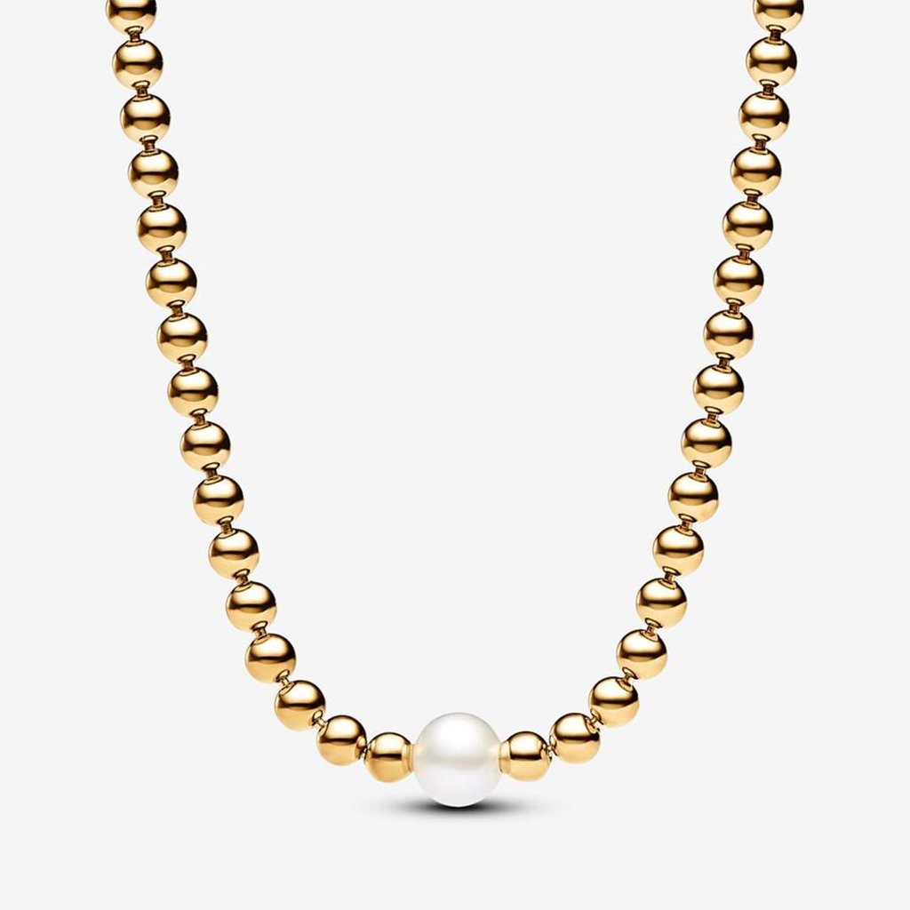 PANDORA  Treated Freshwater Cultured Pearl & Beads Collier Necklace - Gold Plated