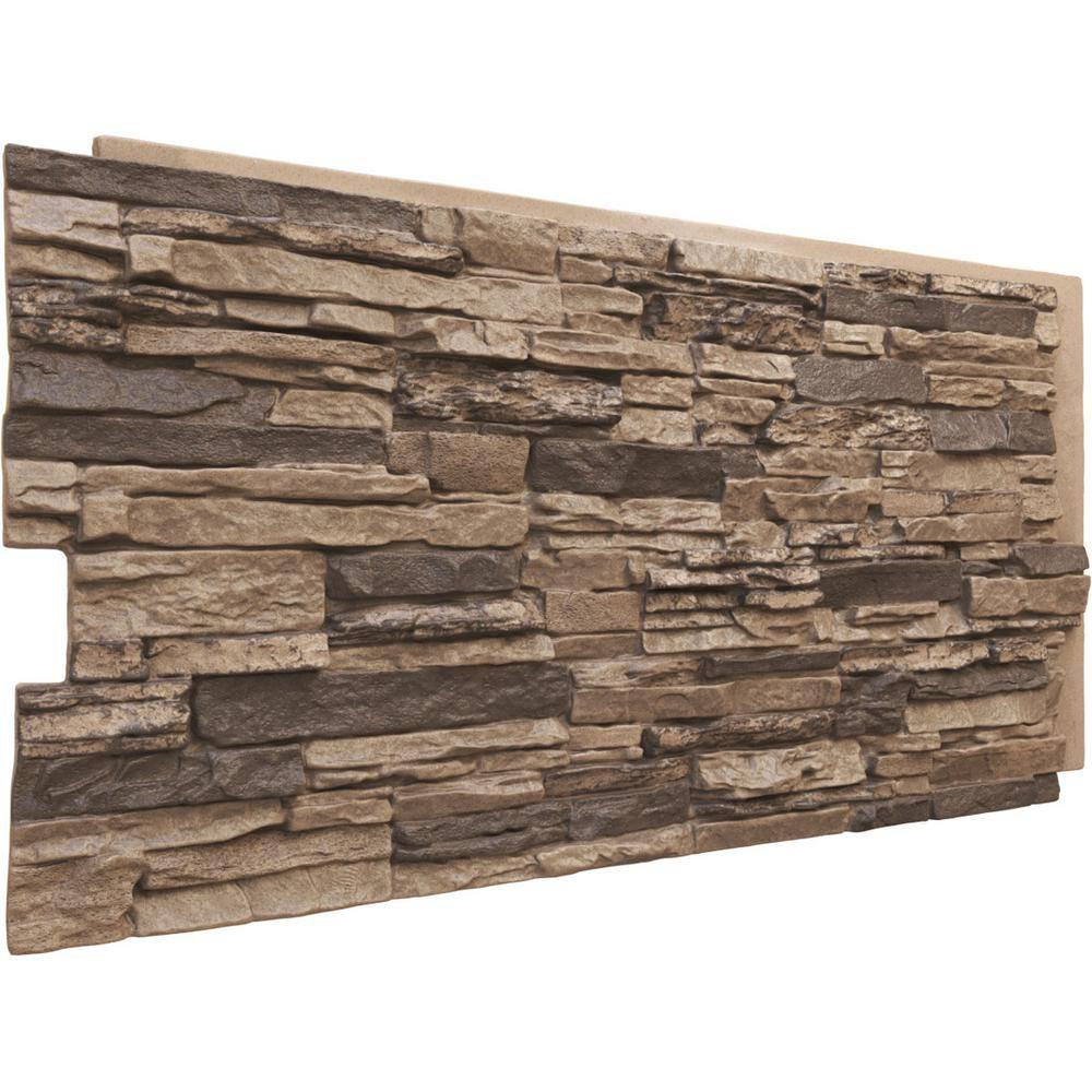 Ekena Millwork 45-34 in. x 24-12 in. Canyon Ridge Stacked Stone Stonewall Faux Stone Siding Panel PNU24X48CNSR