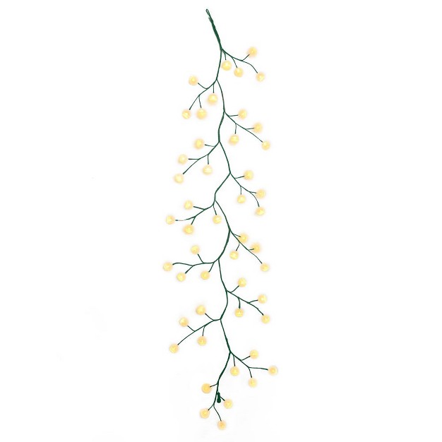 Kurt Adler 6 foot Green Garland With 48 Warm White Led Lights And White Ball