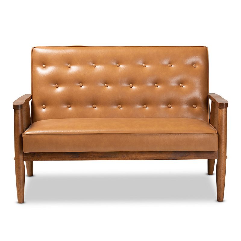 Baxton Studio Sorrento Brown Loveseat