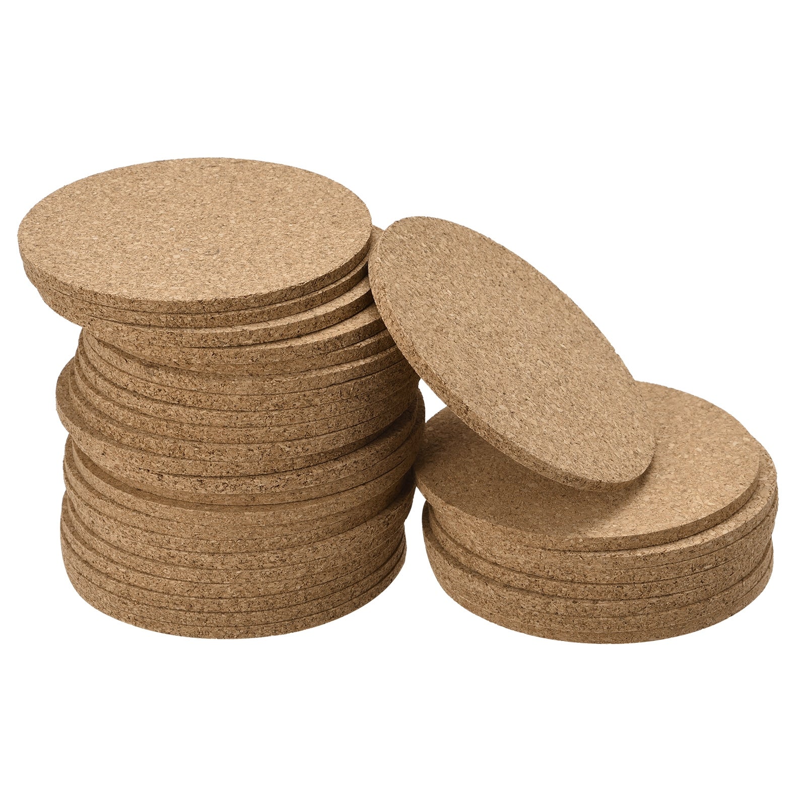 100mm Round Coasters 4mm Thick Cork Cup Mat Pad for Tableware 30pcs - Wood