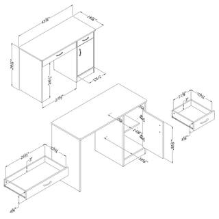 South Shore 43.75 in. Pure Black Rectangular 2 -Drawer Computer Desk with Adjustable Shelves 7270070