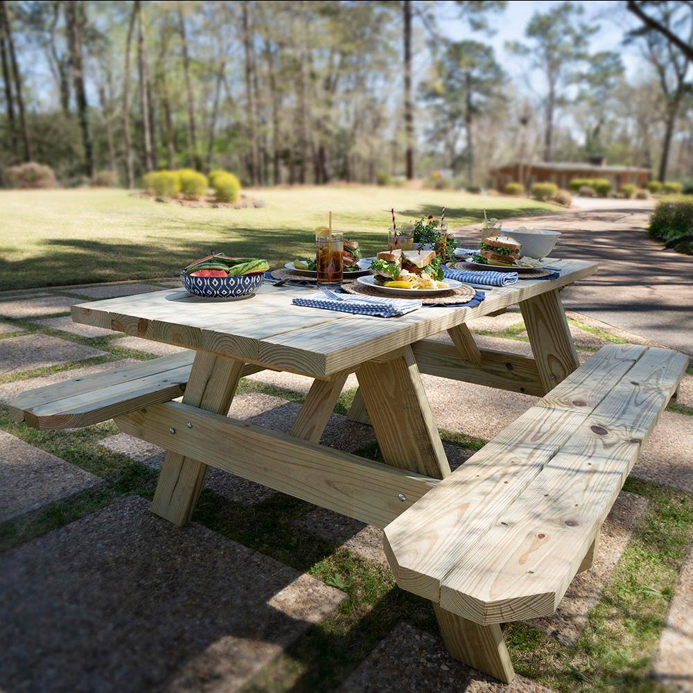 30.5 in. x 71 in. Deluxe 59 in. Picnic Table with Treated Legs 31428571