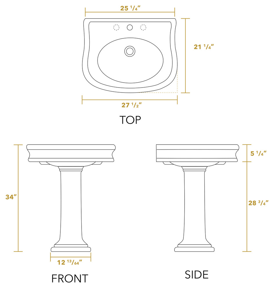 Whitehaus LA10 LA03 3H Pedestal Sink With Oval Bowl and Three Faucet Holes   Traditional   Bar Sinks   by PARMA HOME  Houzz