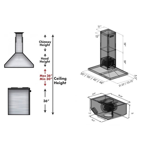 ZLINE Ducted Island Mount Range Hood with Remote Blower