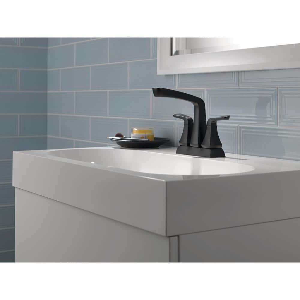 Delta Vesna 4 in Centerset 2Handle Bathroom Faucet in Matte Black