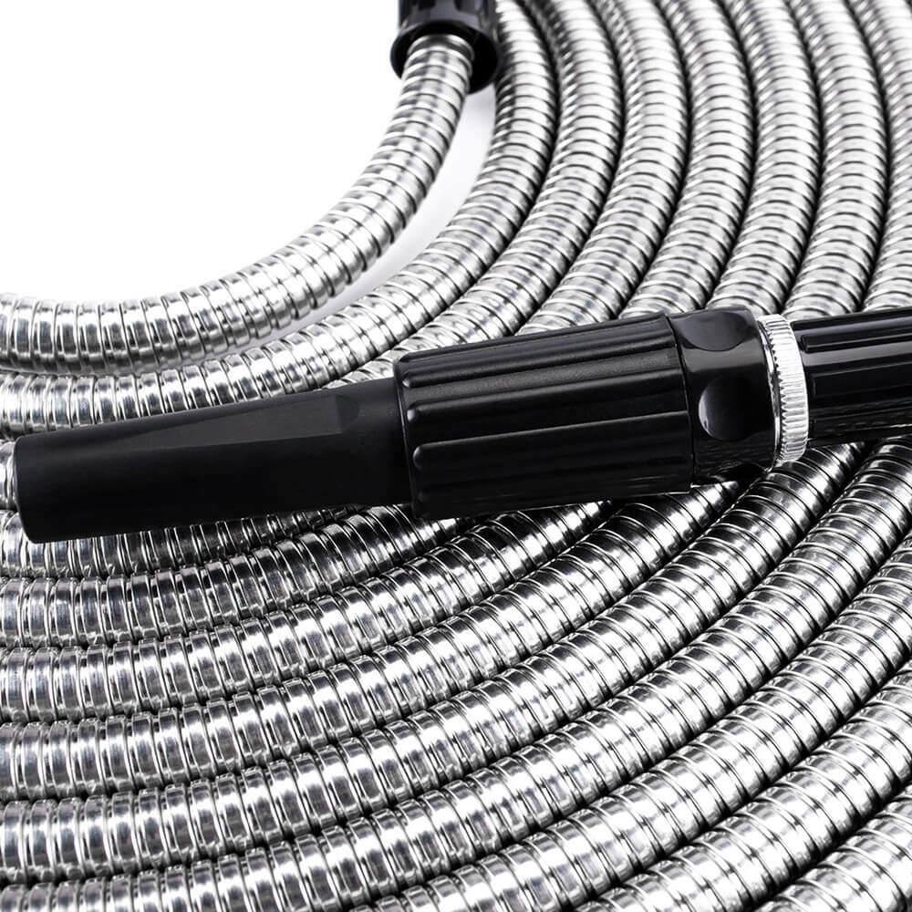 Cisvio 12 in. x 50 ft. 304 Stainless Steel Garden Water Hose Pipe Flexible Lightweight Kink Free Garden Water Outdoor Hose D0102HPN6YU