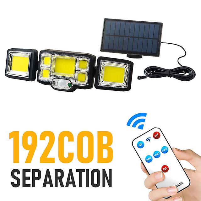 192 Smd Cob Led Outdoor Solar Lights 3 Heads Wall Lamp Motion Sensor 270 Wide Angle Illumination Waterproof With Remote Control