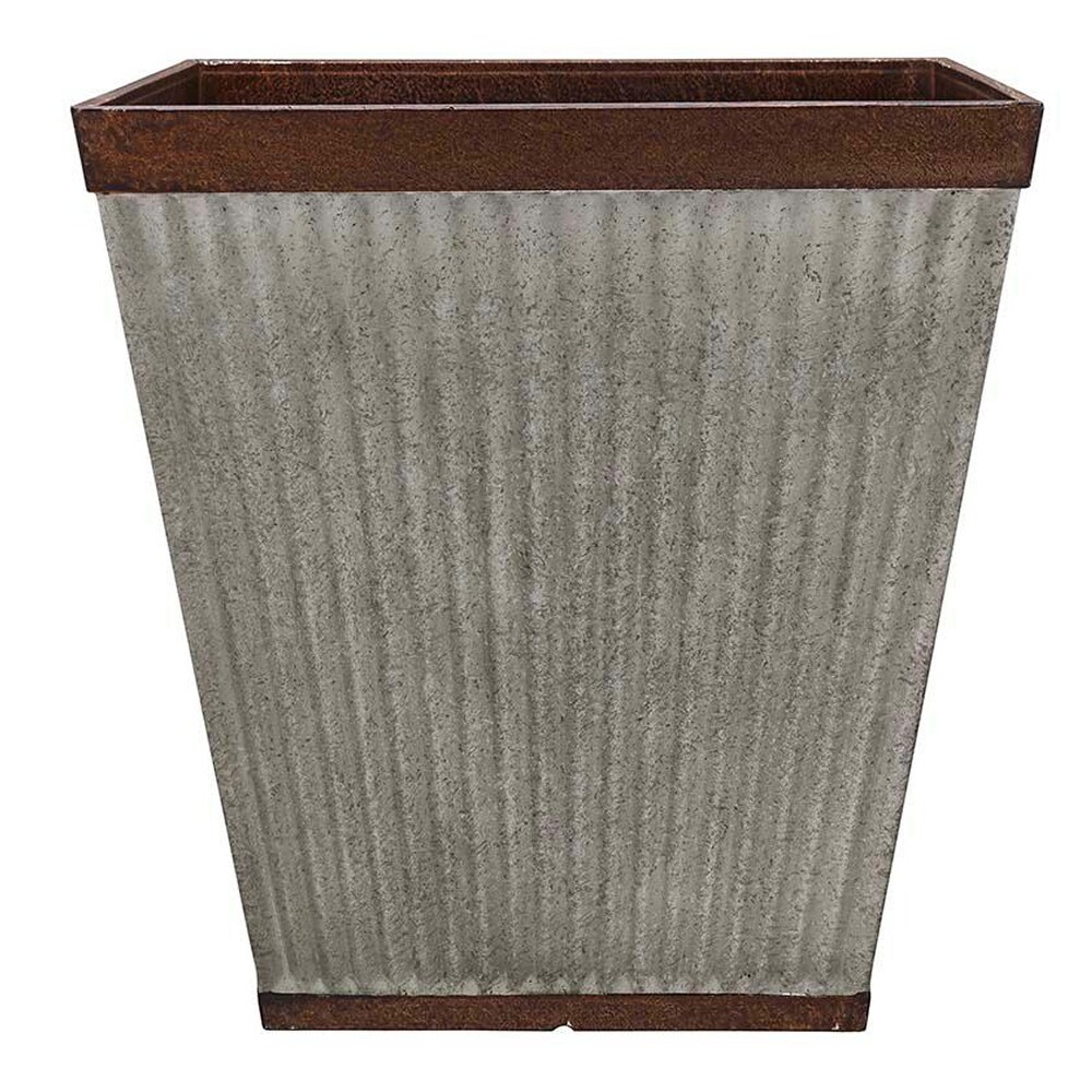 Southern Patio HDR 046851 Square Rustic Resin Outdoor Box Flower Planter (4 Set)   4.3