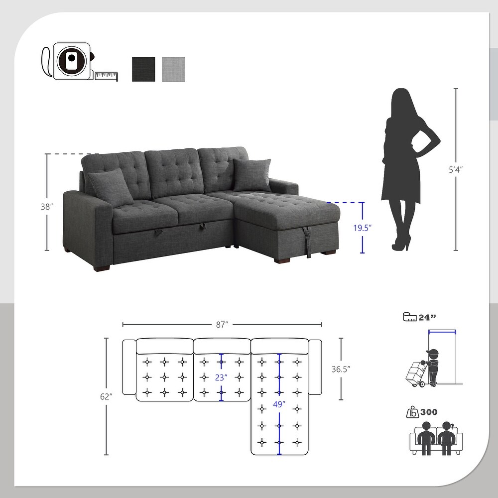 Miles 2 Piece Sectional Sofa Sleeper with Right Chaise