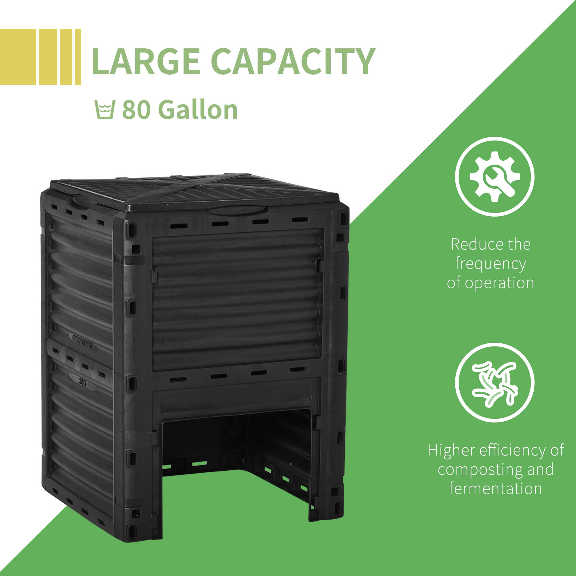 Garden Compost Bin, 80 Gallon Large Outdoor Compost Container with Easy Assembly