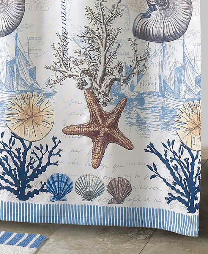 Avanti Antigua Starfish and Seashells Printed Shower Curtain 72 x 72