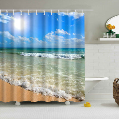 New Colorful Eco-friendly Beach Conch Starfish Shell Polyester  High Quality Washable Bath Decor Shower Curtains