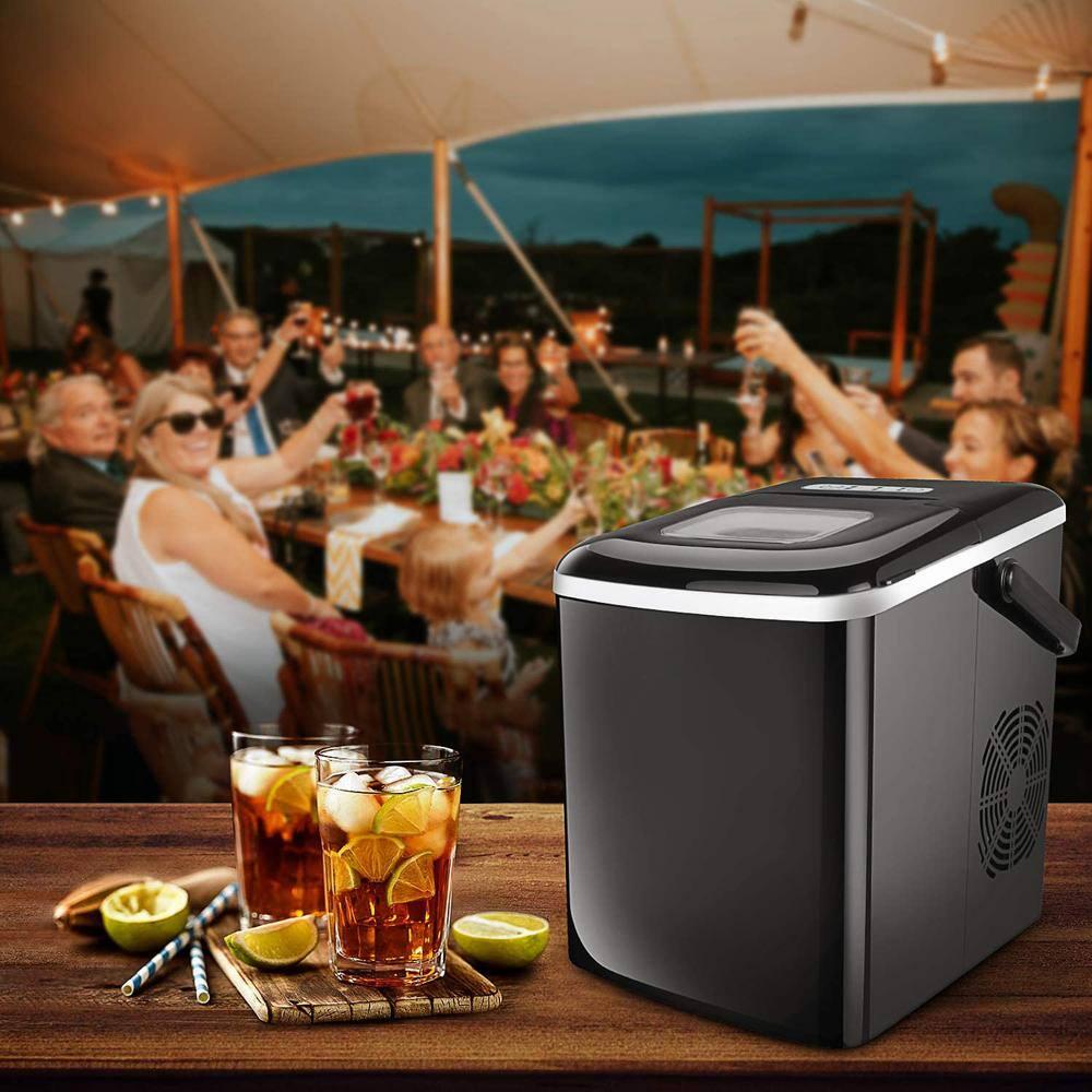 26 lb Portable Ice Maker in Black with 2 Optional Ice Cube Sizes