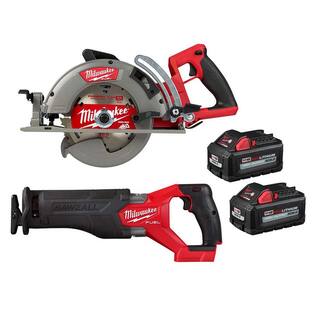 MW M18 FUEL 18-Volt Lithium-Ion Cordless 7-14 in. Rear Handle Circ Saw wSAWZALL Two 6 Ah High Output Batteries (2-Tool) 2830-20-2821-20-48-11-1862