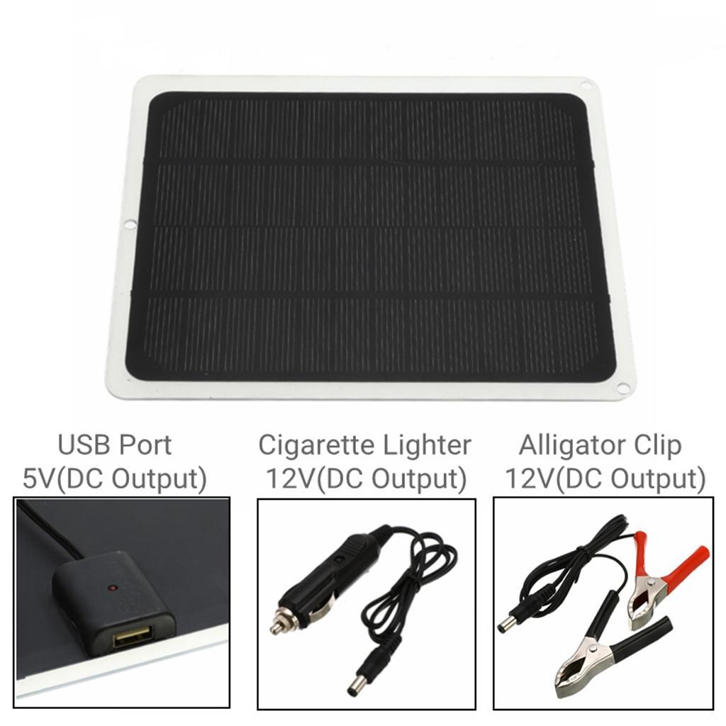 12 20 watt portable solar panel battery charger alligator clip