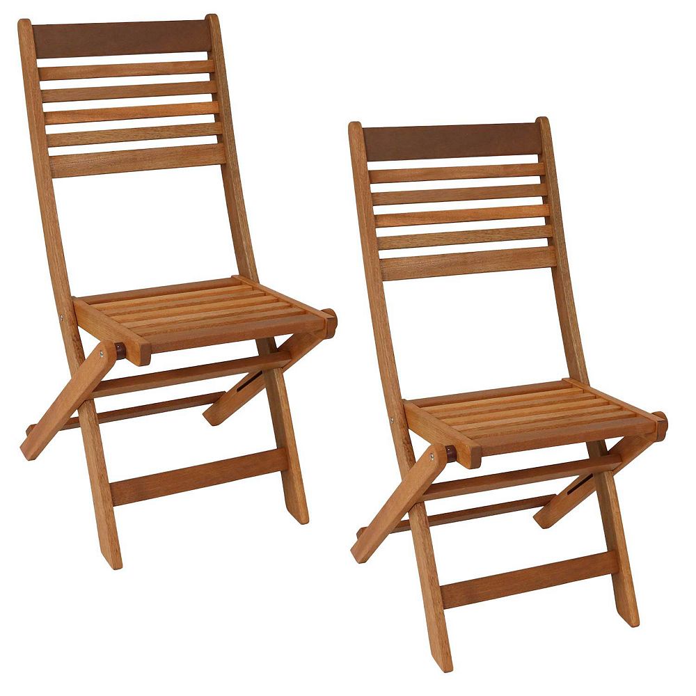 Sunnydaze Meranti Wood Folding Patio Dining Chair - Set of 2