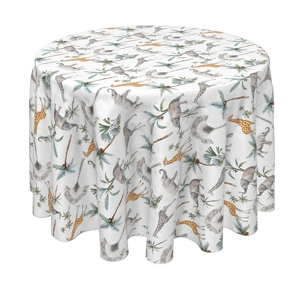 Round Tablecloth， 100% Polyester， 90 Round， Tropical Jungle