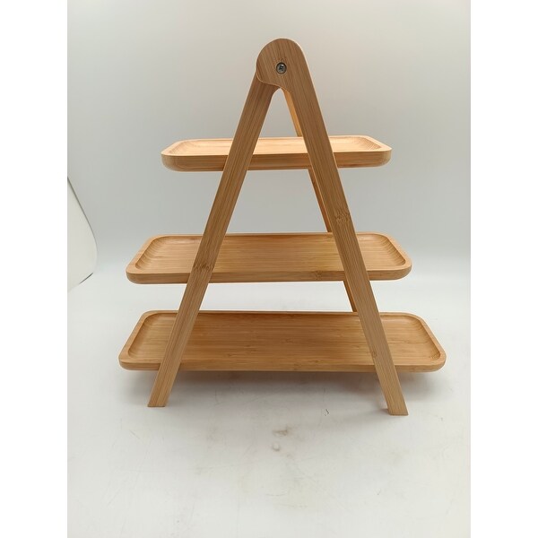 3-tiers Bamboo Ladder Serving trays and stand