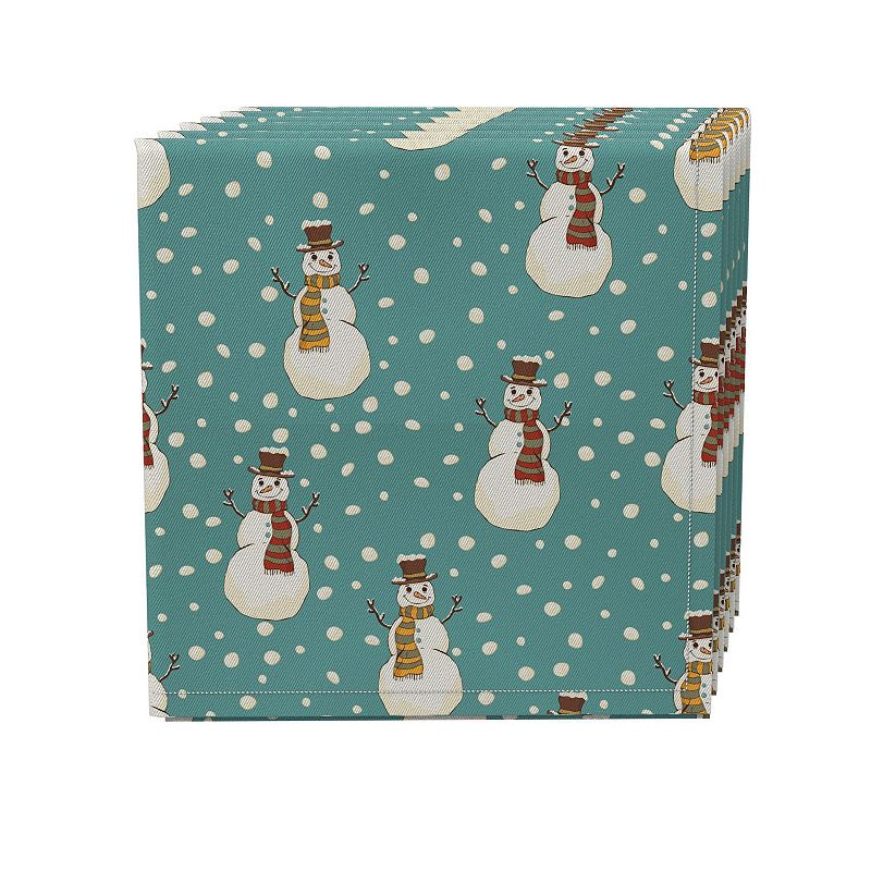 Napkin Set of 4， 100% Cotton， 20x20， Cheerful Snowmen