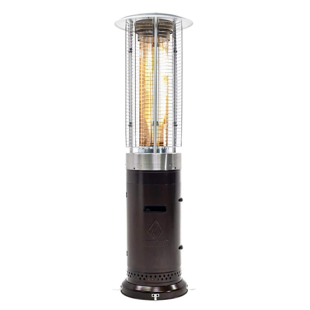 HotShot 46,000 BTU Bronze Rapid Induction Patio Heater with Large Flame Glass Tube 52354