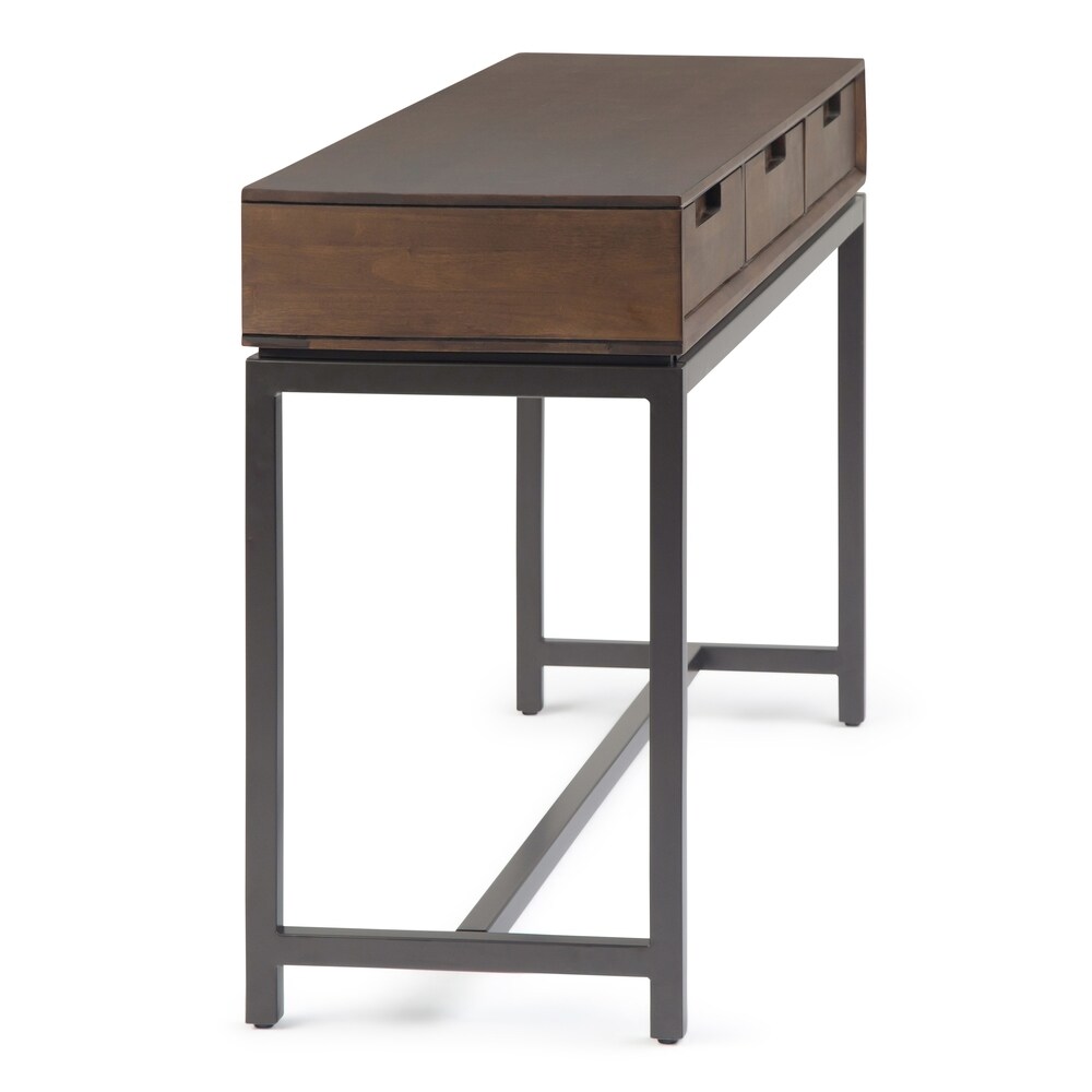 WYNDENHALL Devlin SOLID HARDWOOD and Metal 54 inch Wide Industrial Wide Console Table in Walnut Brown   54\