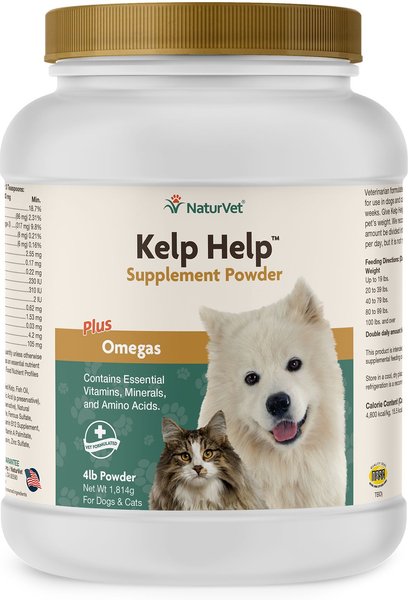 NaturVet Kelp Help Plus Omegas Powder Supplement for Cats and Dogs