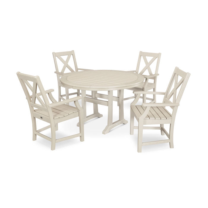 Polywood Braxton 5-Piece Nautical Trestle Arm Chair Dining Set PWS509-1