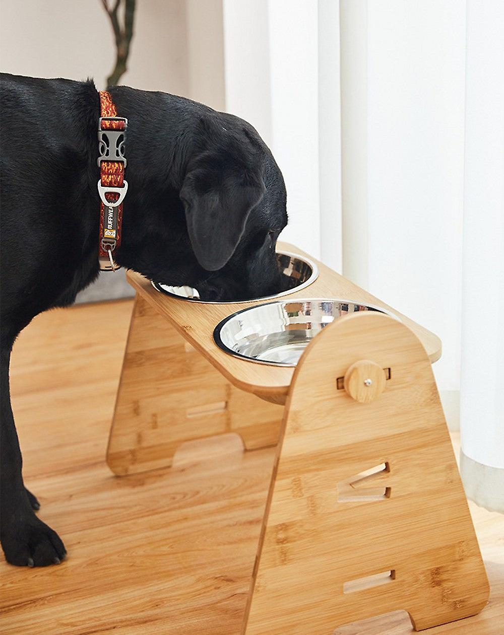 Adjustable height double dog bowl