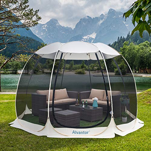 Alvantor Screen House Room Camping Tent Outdoor Canopy Dining Gazebo Pop Up Sun Shade Hexagon Shelter Mesh Walls Not Waterproof 10'x10' Beige Patent