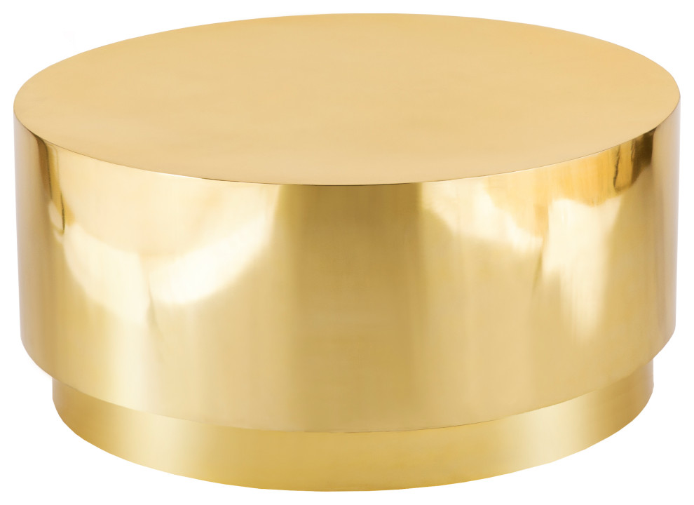 Jazzy Stainless Steel Drum Shaped Coffee Table   Contemporary   Coffee Tables   by Meridian Furniture  Houzz