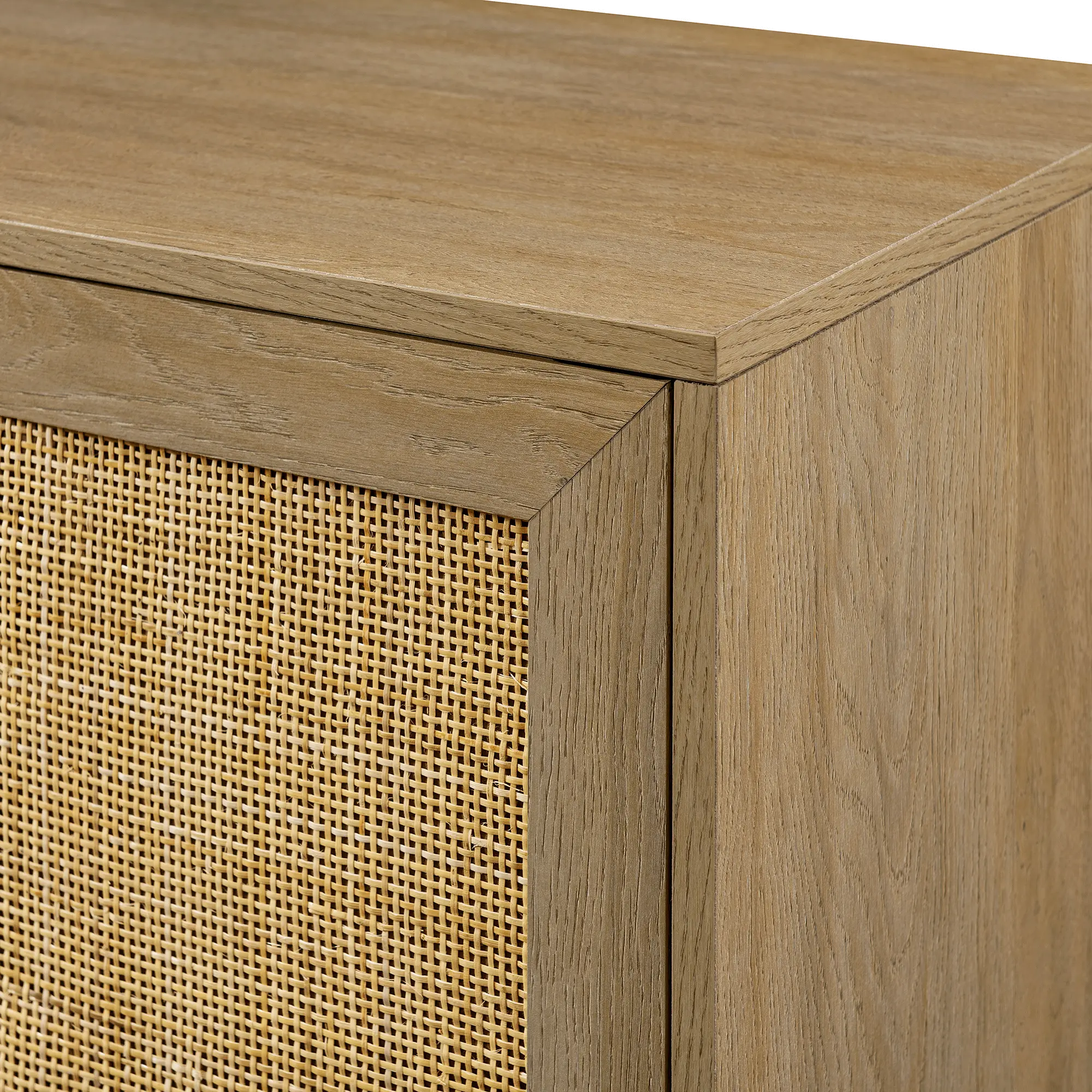 Jillian Coastal Oak Rattan-Door 58 TV Stand