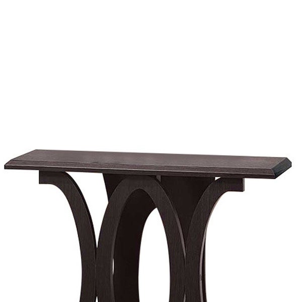 Stylish Console Table With Base Shelf， Dark Brown