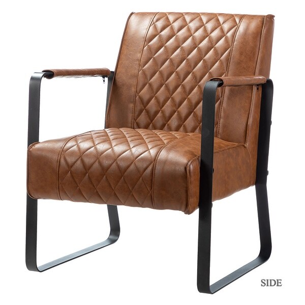 Lagash Mid Century Modern PU Leather Accent Armchair with Tufted Back by HULALA HOME