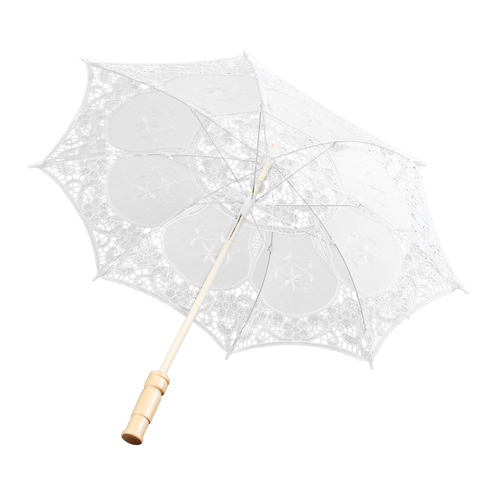 West Style Bridal Lace Umbrella Parasol Banquet Stage Photography Prop Wedding Supplieswhite L Size